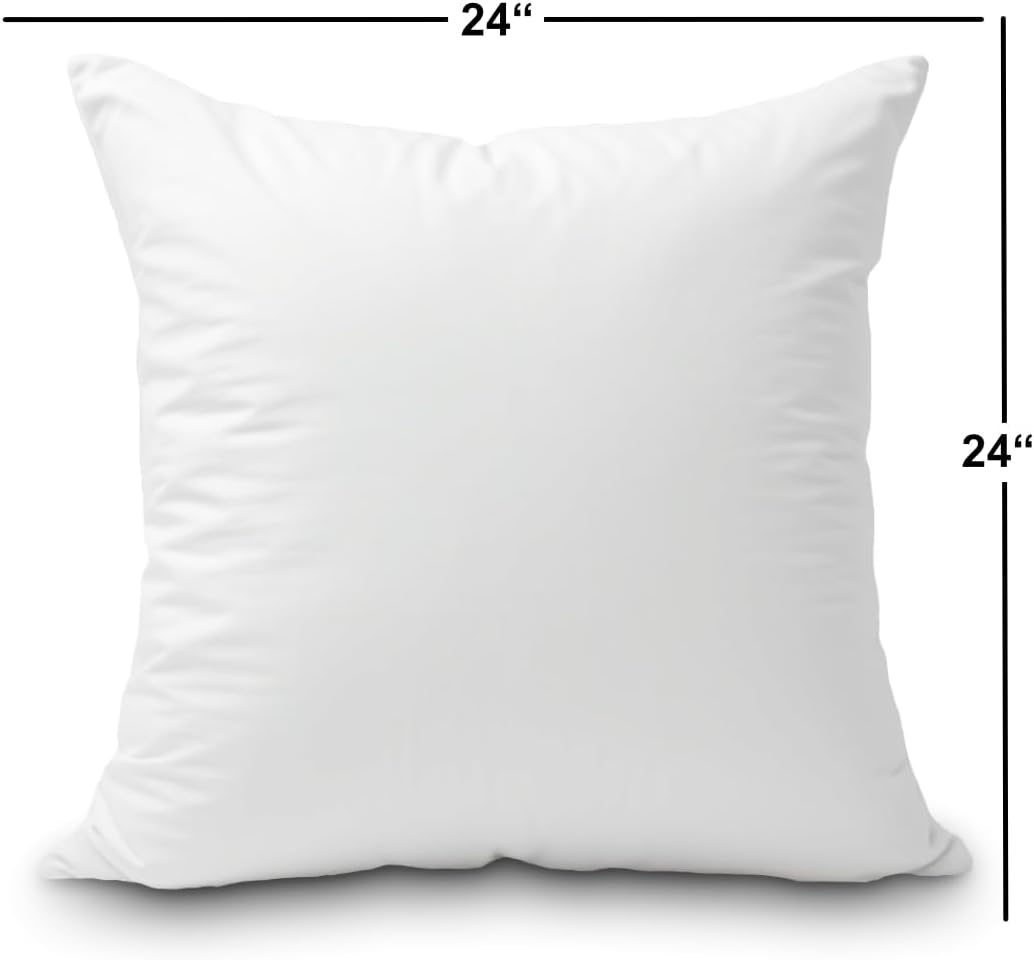 Foamily® Set of 2-24 x 24 Premium Outdoor Water Resistant Stuffer Pillow Throw Inserts Sham Square Form, Standard/White - Made in USA @ M&A STYLES LTD