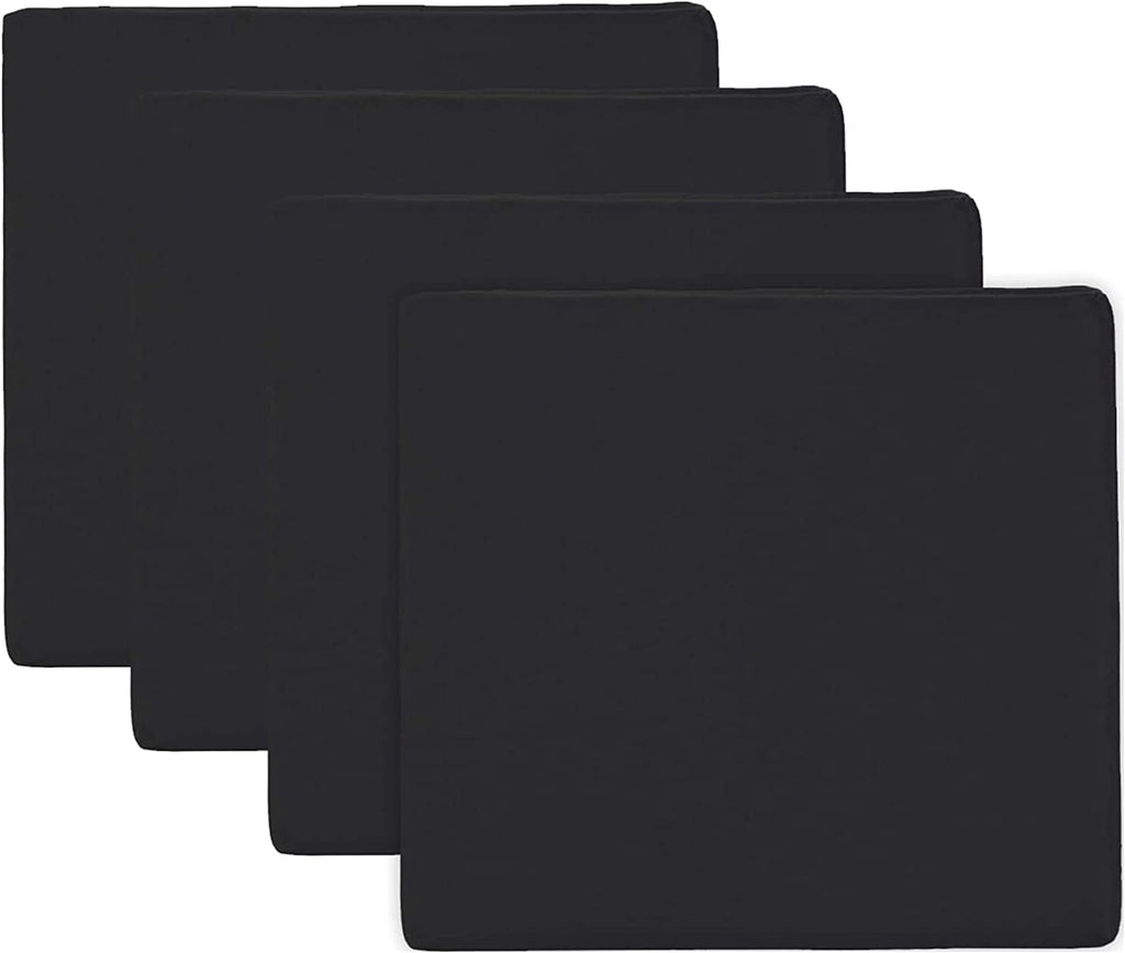 Adam Icon M&A STYLE Garden Chair Seat Pads | Slip Free Hypoallergenic Cushion | Water Resistant Thick Quality Cushion Pads | Great for Indoors & Outdoors | Secure Ties | 4 Pieces (Black)