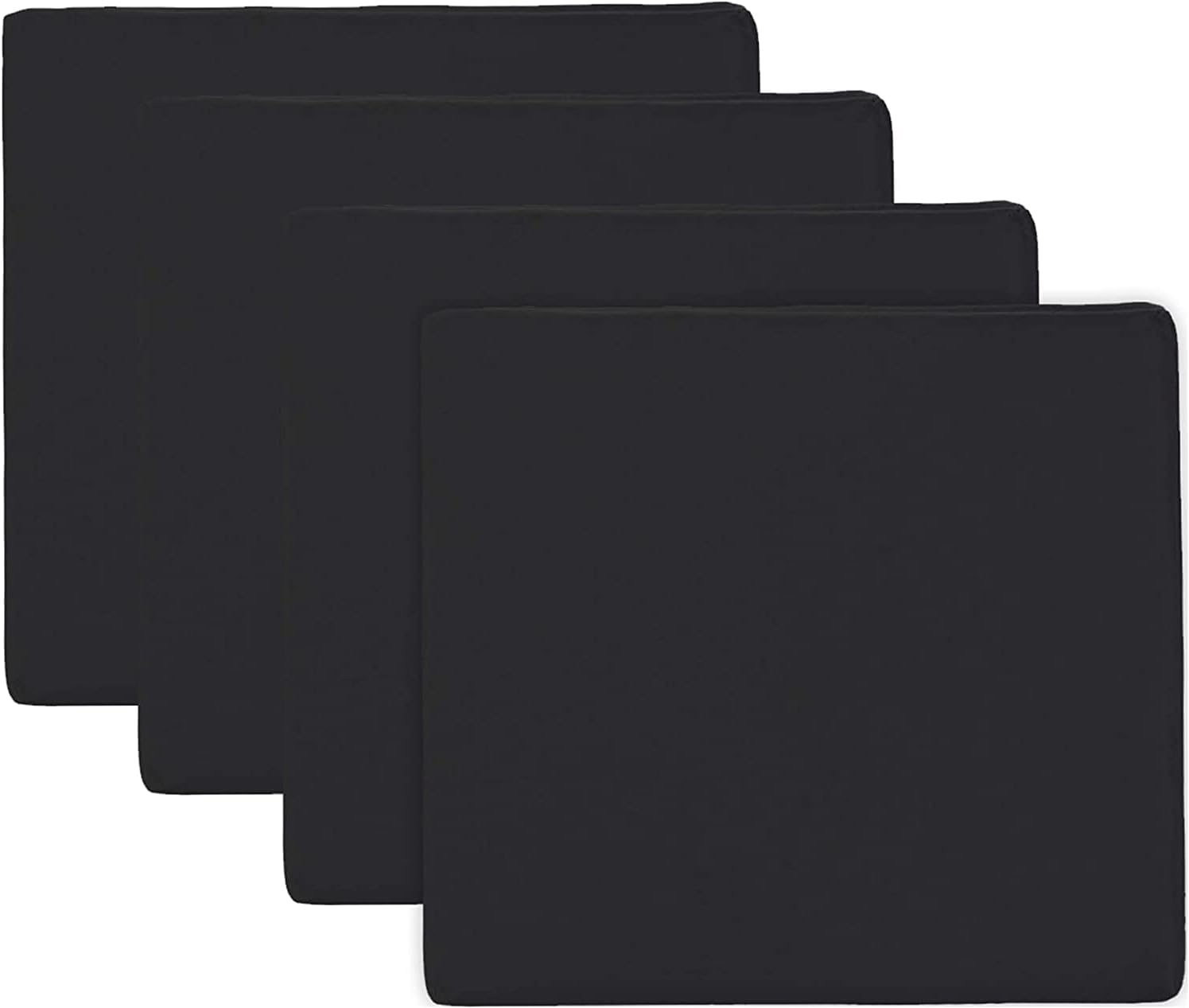 Adam Icon M&A STYLE Garden Chair Seat Pads | Slip Free Hypoallergenic Cushion | Water Resistant Thick Quality Cushion Pads | Great for Indoors & Outdoors | Secure Ties | 4 Pieces (Black)