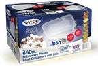 Adam Icon 50 x Microwave Plastic Food Takeaway Heavy Duty Satco Containers with Lids - 650ml by satco by Classic Disposables