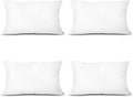 EDOW Throw Pillow Inserts, Set of 4 Lightweight Down Alternative Polyester Pillow, Couch Cushion, Sham Stuffer, Machine Washable. (White, 12x20)