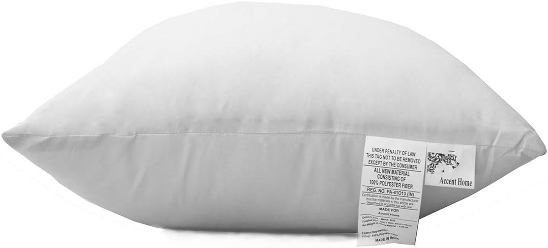 ACCENTHOME Cushion Inner Pads (Pack of 4) 18" x 18" Throw Pillow Inserts | Hypoallergenic Square Cushion Fillers - Hollowfiber Pillow Sham Stuffer (45 x 45 cm, White)