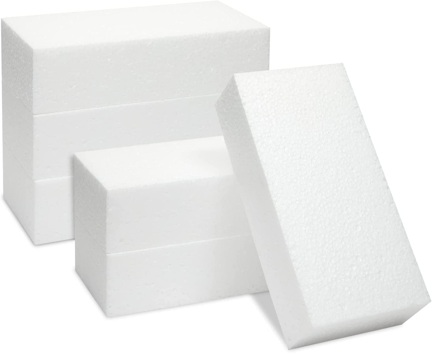 Becky Cameron White Foam Brick, Rectangle Polystyrene Block for Arts and Crafts, 6 Pack, 20.3 x 10.2 x 5 cm (8" x 4" x 2")