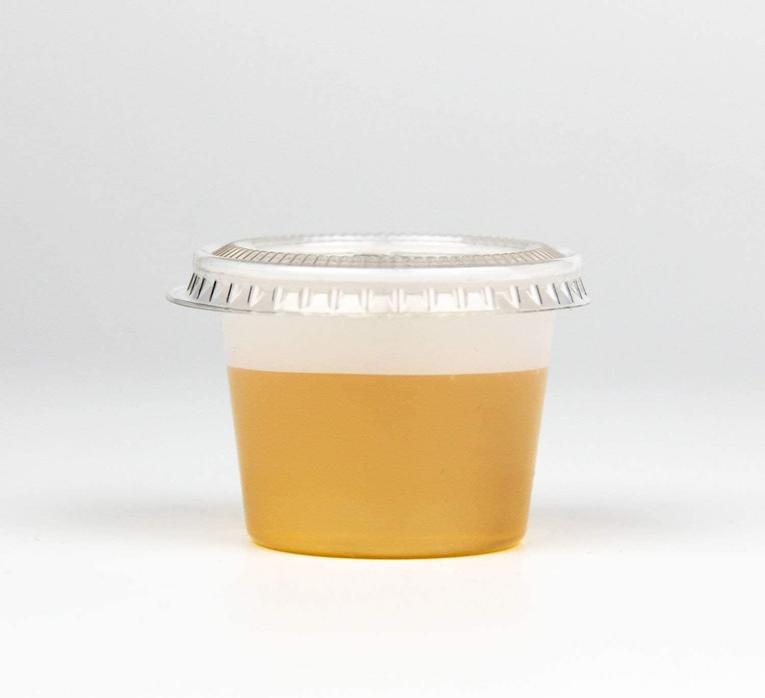 Becky Cameron™ Round 2oz Transparent Plastic Food Containers Lids Deli Pot or Sauce Take Away Chutney Ketchup Restaurant Jelly Shot & Dessert Cups Re-Usable (Pack of 50)