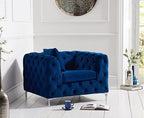 Adam Icon armchair blue velvet fabric for living room