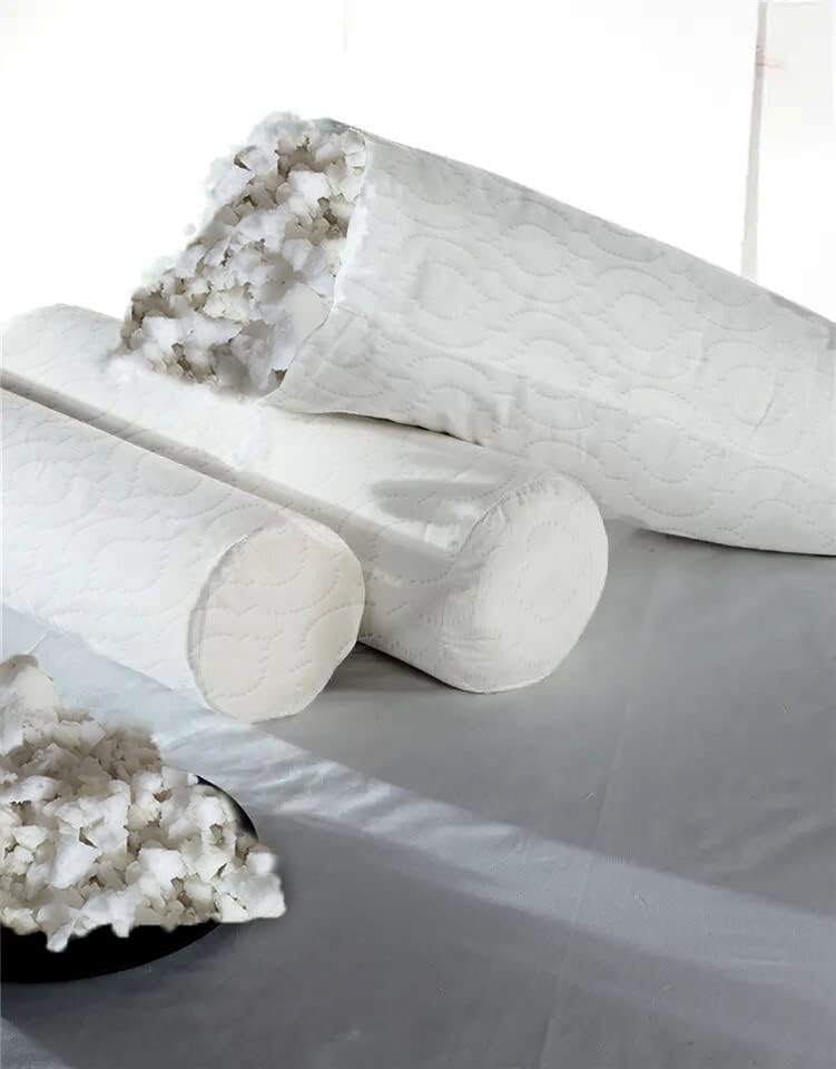 Becky Cameron Neck Roll Pillow Orthopedic Bolster Crumbed Foam Filled Cylinder Cushion Pad Lumbar Support Leg Pain Comfort Cervical Round Pillow ideal for Rest Reading Sleeping (12" x 6" Round)