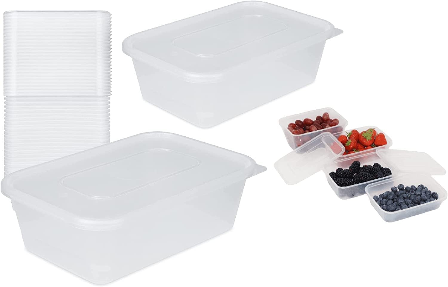 Adam Icon 25 Microwave Plastic Food Takeaway Heavy Duty Satco Containers with Lids 650ml (650ml)