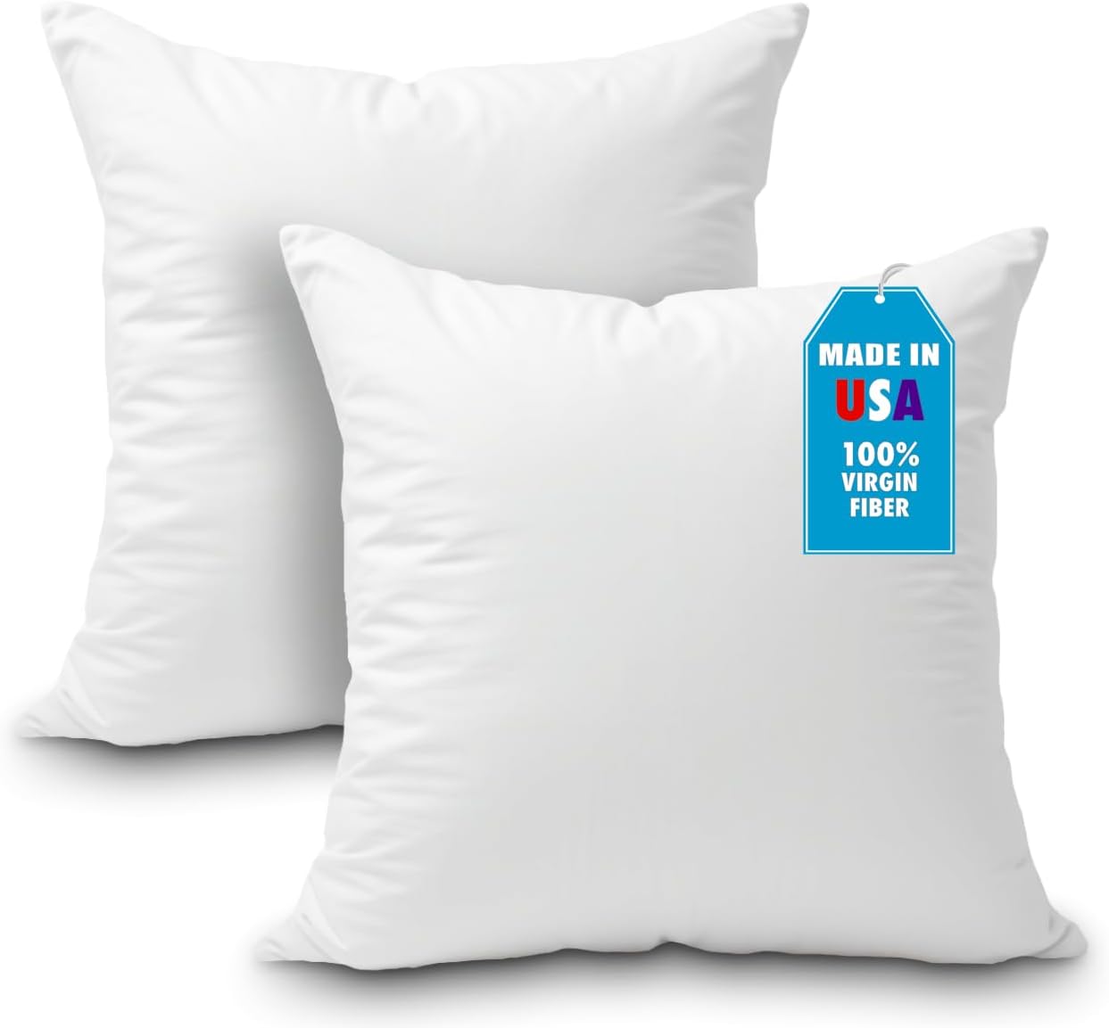 Foamily Throw Pillows Insert Set of 2 - 12 x 12 Insert for Decorative Pillow Covers - Made in USA - Bed and Couch Sham Filler @ M&A styles ltd