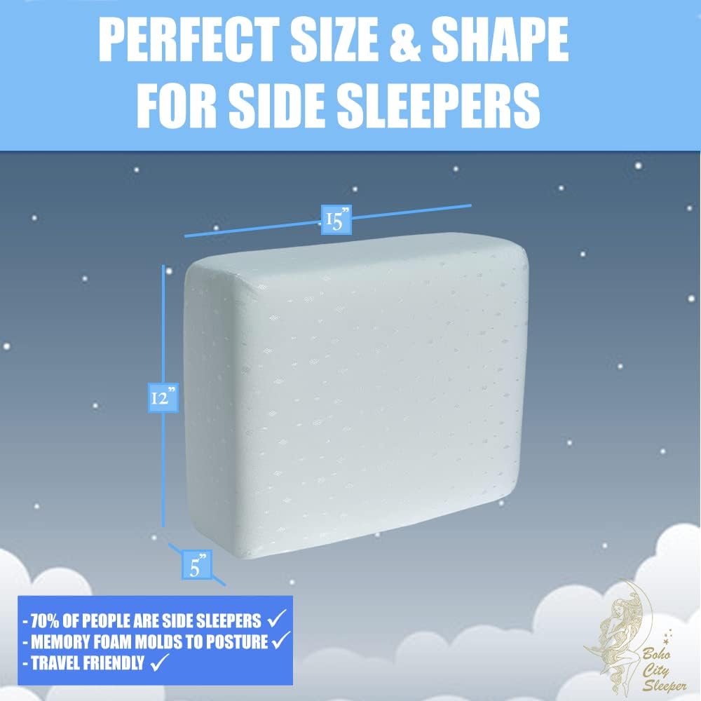 Boho City Sleeper | Side Sleeper Pillow | Cube Memory Foam Pillow for Back & Shoulder Pain | Square Neck Cushion for Better Support | Comfortable Bed for Dreamy Sleep | Queen, King, Single & Travel