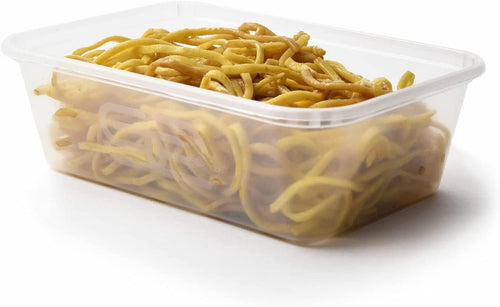 Adam Icon 50 x Microwave Plastic Food Takeaway Heavy Duty Satco Containers with Lids - 650ml by satco by Classic Disposables