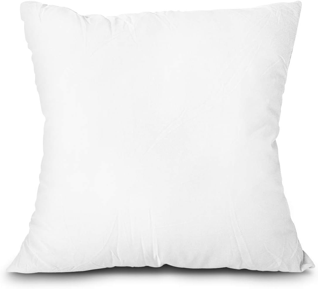 EDOW Throw Pillow Insert, Lightweight Soft Polyester Down Alternative Decorative Pillow, Sham Stuffer, Machine Washable. (White, 20x20)