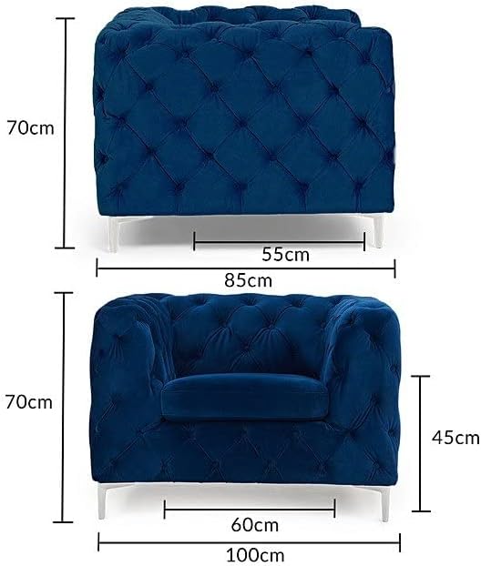 Adam Icon armchair blue velvet fabric for living room