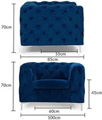 Adam Icon armchair blue velvet fabric for living room