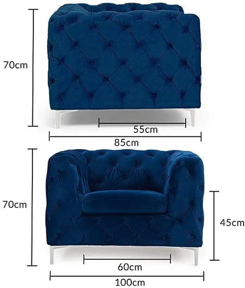 Adam Icon armchair blue velvet fabric for living room