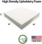AK TRADING CO. 24" W x 24" L Upholstery Foam Cushion High Density (Chair Cushion Square Foam for Dinning Chairs, Wheelchair Seat Cushion Replacement) - Made in USA (2x24x24),White