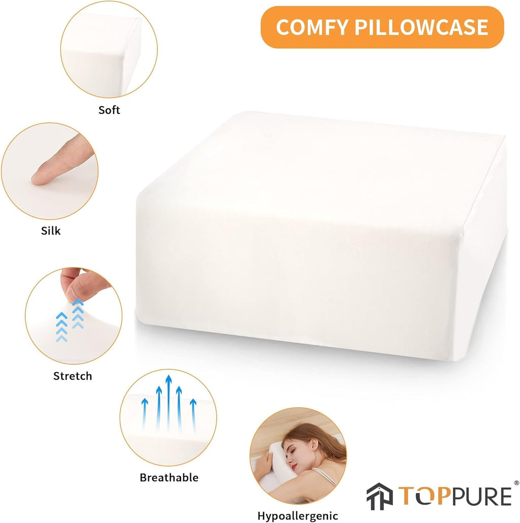TOPPURE Cube Memory Foam Pillow for Side Sleepers(14"x14"x6" Large and Thick), Cervical Pillow for Neck and Shoulder Pain Relief, Coach Pillow, Travel Pillow, White