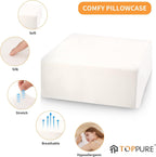 TOPPURE Cube Memory Foam Pillow for Side Sleepers(14"x14"x6" Large and Thick), Cervical Pillow for Neck and Shoulder Pain Relief, Coach Pillow, Travel Pillow, White