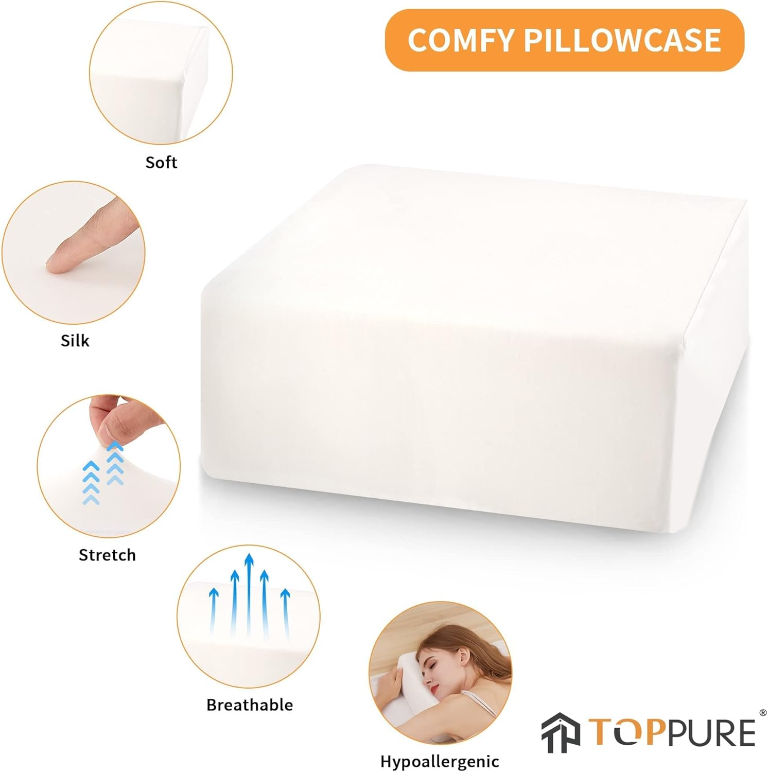 TOPPURE Cube Memory Foam Pillow for Side Sleepers(14"x14"x6" Large and Thick), Cervical Pillow for Neck and Shoulder Pain Relief, Coach Pillow, Travel Pillow, White