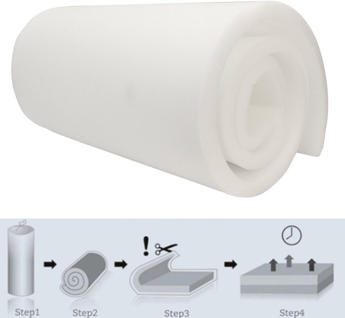 AK TRADING CO. High Density Upholstery Foam Cushion, Polyurethane Foam Sheet - Made in USA - 1" H x 24" W x 72" L