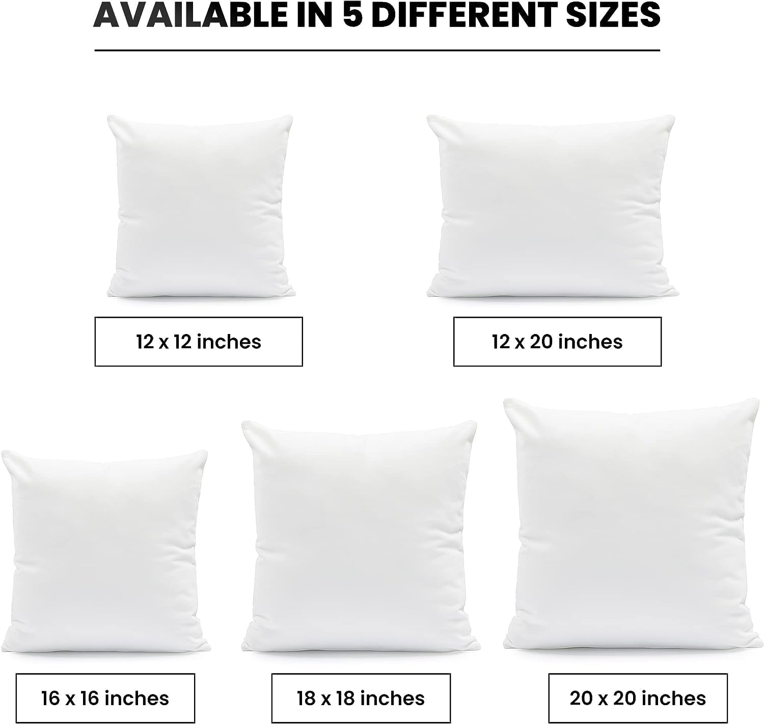 Foamily Throw Pillows Insert - (Pack of 4) Pillow 12" x 12" Inches for Bed and Couch - 100% Machine Washable Cotton Pillow - Indoor Decorative Throw Pillows for Couch & Bed