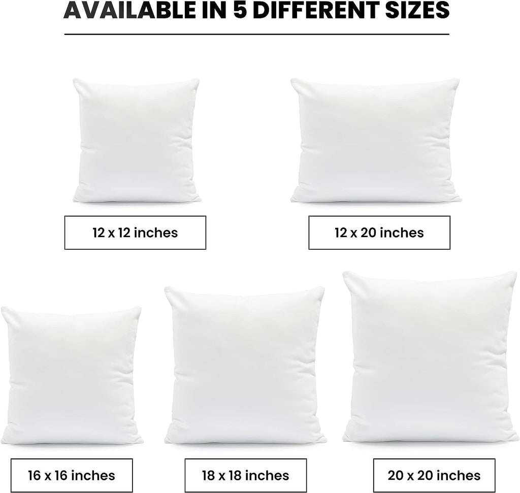 Foamily Throw Pillows Insert - Single Pillow 20" x 20" Inches for Bed and Couch - 100% Machine Washable Cotton Pillow - Indoor Decorative Throw Pillows for Couch & Bed