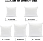 Foamily Throw Pillows Insert - Single Pillow 20" x 20" Inches for Bed and Couch - 100% Machine Washable Cotton Pillow - Indoor Decorative Throw Pillows for Couch & Bed