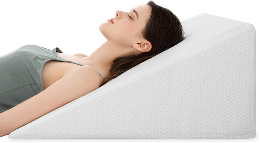 Bed Wedge Pillows Leg Elevation Reading Pillow & Back Support Wedge Pillow - for Back and Legs Support, Back Pain, Leg Pain, Pregnancy, Neck and Shoulder Joint Pain, Sleeping (White, 12" x 24" x 24")