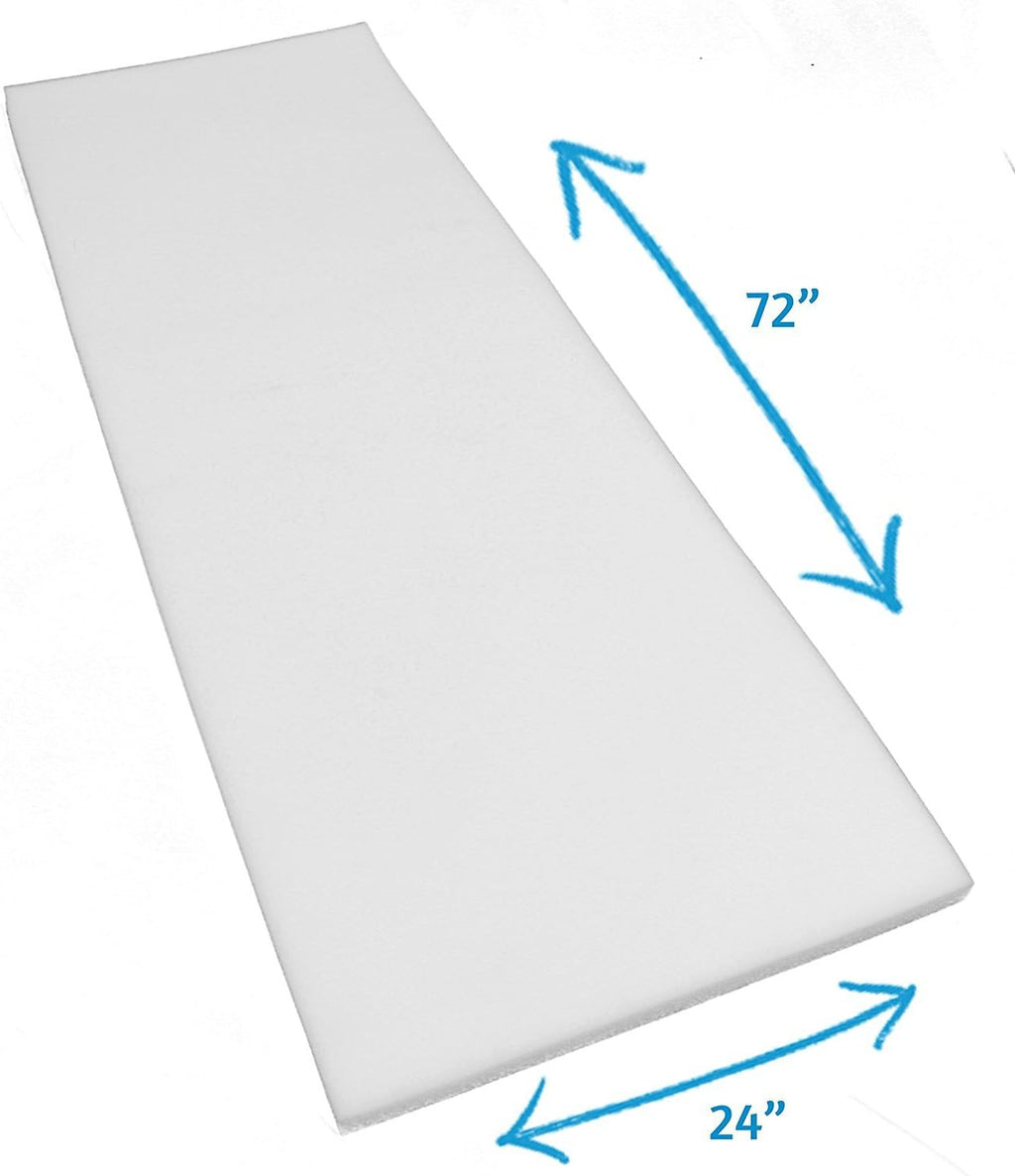 AK TRADING CO. High Density Upholstery Foam Cushion, Polyurethane Foam Sheet - Made in USA - 1" H x 24" W x 72" L