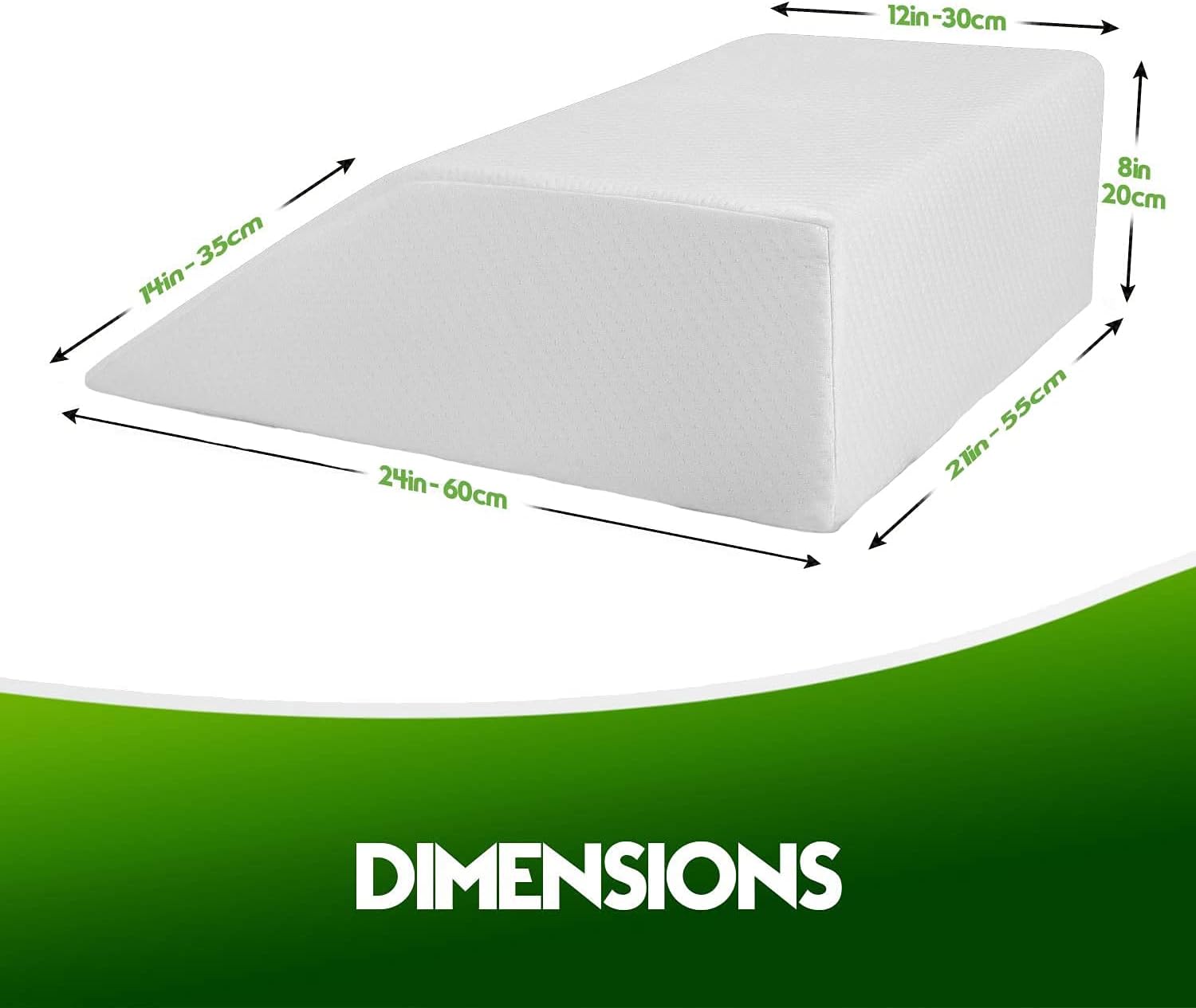 Adam Icon Leg Wedge Elevation Pillow for Sleeping Circulation Supportive Bed Pillow Leg Swelling Foot & Knee Discomfort (24x21x8 wedge cover only)