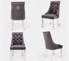 Becky Cameron Dining Chairs Set Of 2 Majestic Dining Chair Luxury Plush Velvet Lion Head Knocker Leisure Chairs (Grey)