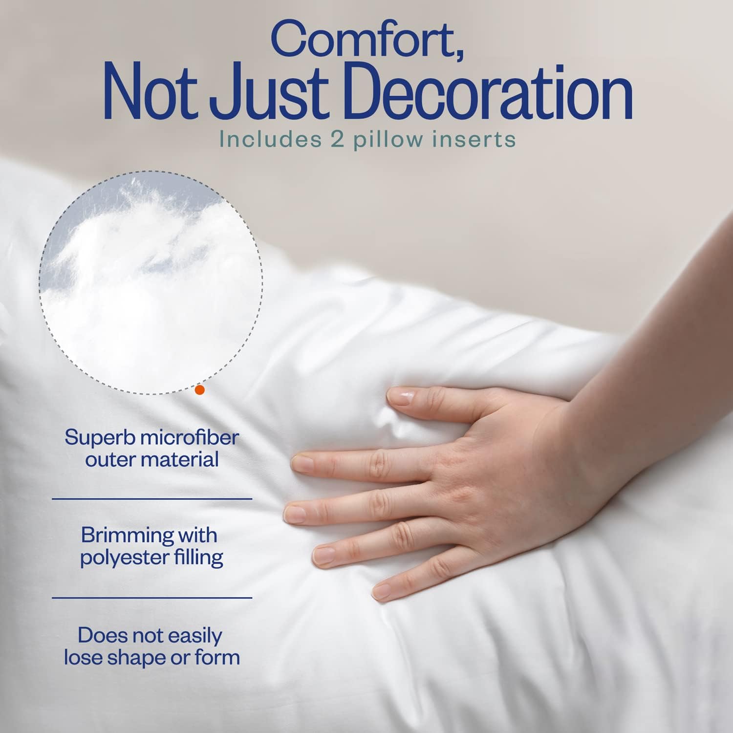Sleep Restoration cushions Inner Pads (Pack of 2), 30 x 30 cm (12" x 12") Cushion Stuffer Inserts, Hollowfibre Pillows (White)