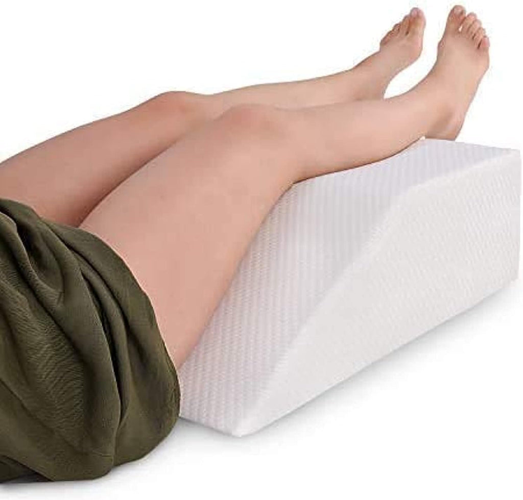 Leg Elevation Pillow for Sleeping - Wedge Pillows for After Surgery | Memory Foam Wedge Pillow for Legs | Relieves Foot and Ankle Injury, Leg, Hip, and Knee Pain, Improves Blood Circulation