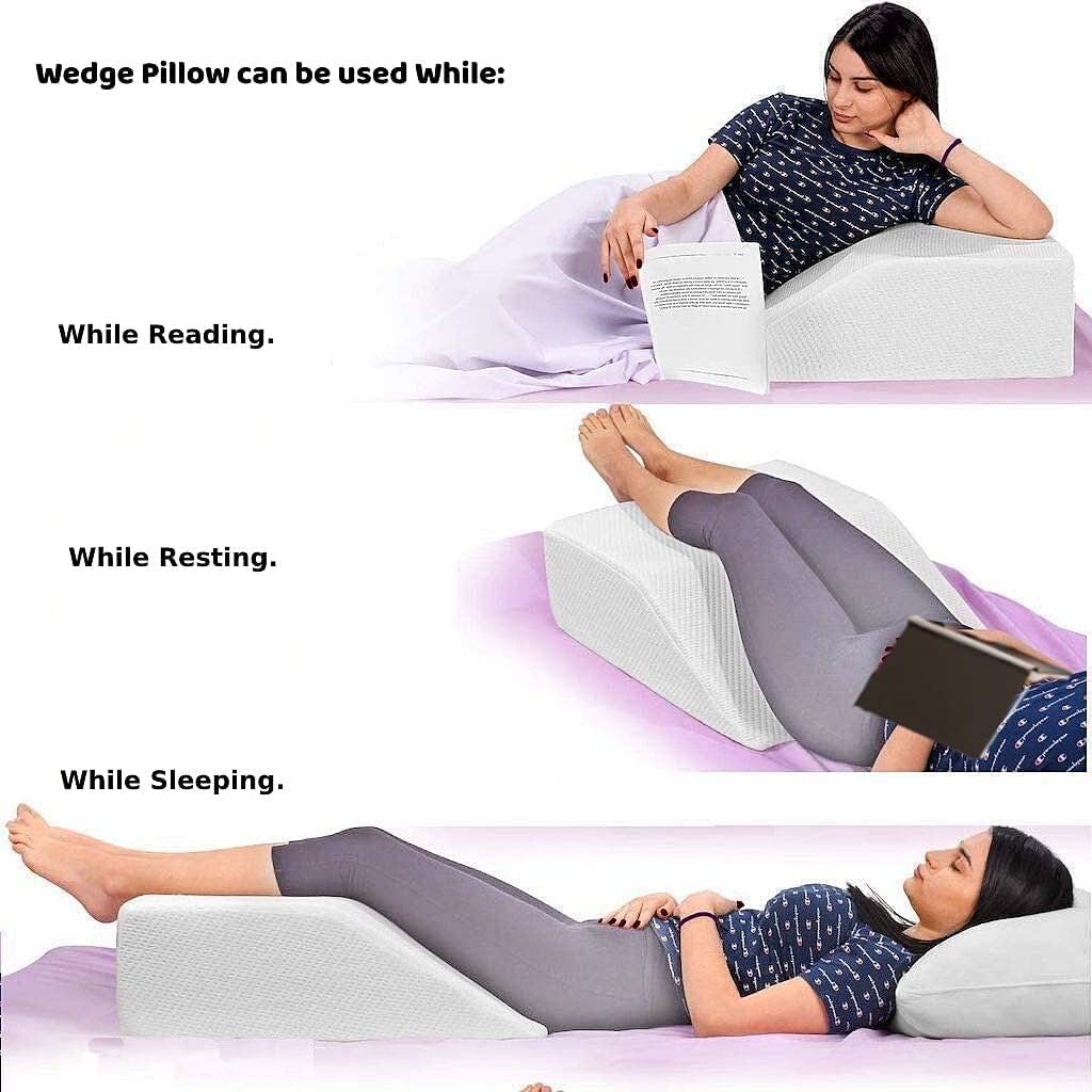 Adam Icon Orthopaedic Large Elevating/Elevated Leg Wedge Pillow Sleeping Reading Resting, Blood Circulation Reduce Back Hip Neck Knee Pain Relief