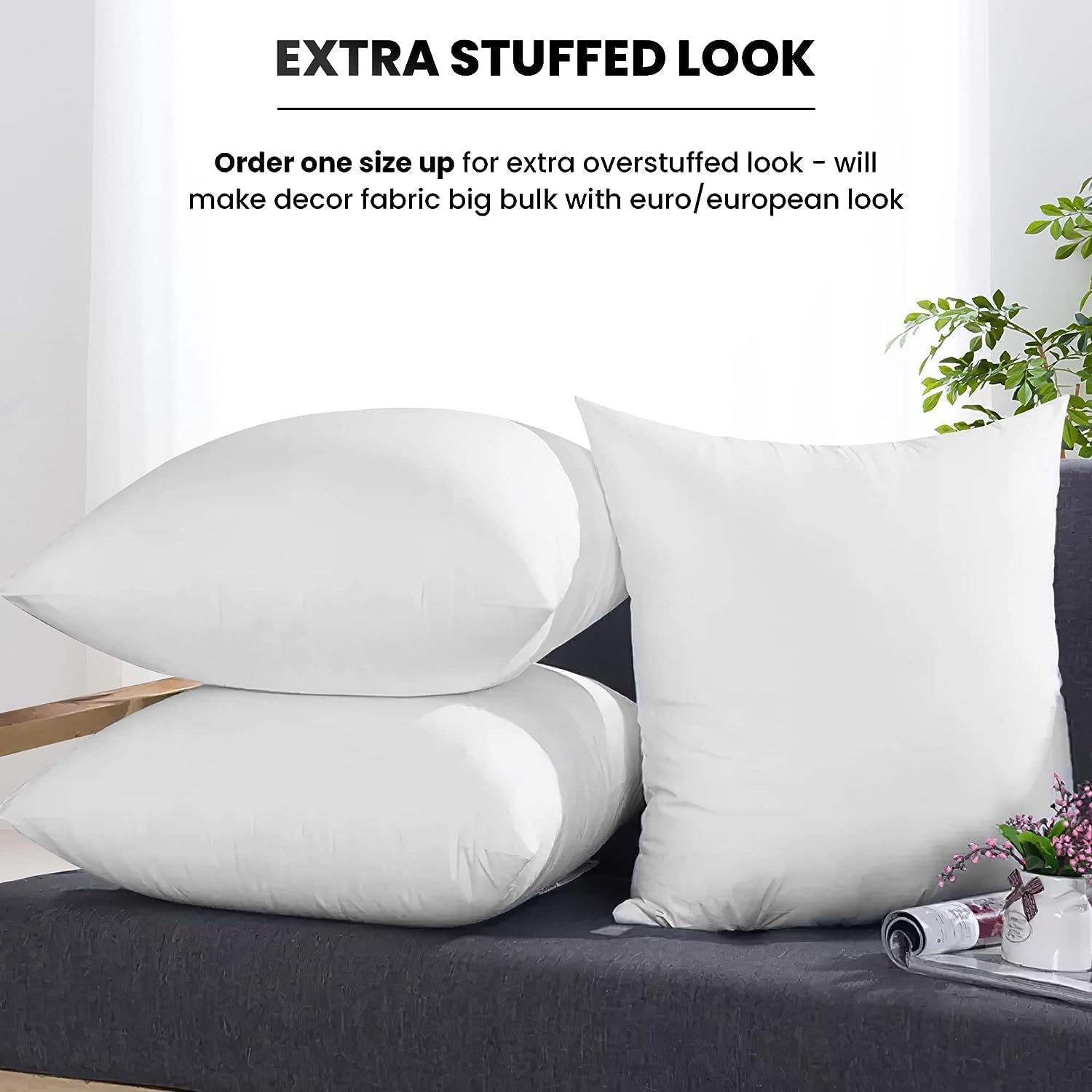 Foamily Throw Pillows Insert - (Pack of 4) Pillow 12" x 12" Inches for Bed and Couch - 100% Machine Washable Cotton Pillow - Indoor Decorative Throw Pillows for Couch & Bed