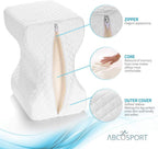 Knee Pillow - for Hip, Back, Leg, Knee Pain Relief - Ideal for Side Sleepers, Pregnancy & Right Spine Alignment - Premium Comfortable Memory Foam Wedge Contour with Washable Cover {New and Improved}