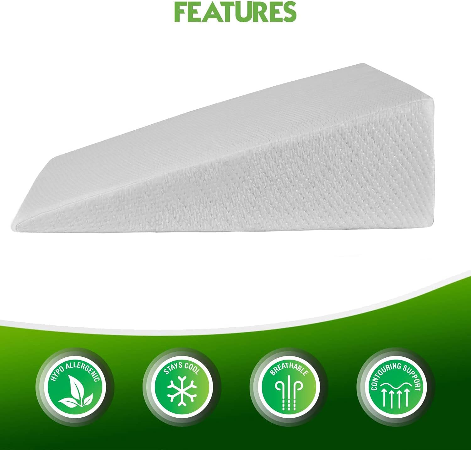Abco Bed Wedge Pillow Cover- Wedge Pillow Case Cover - Fits Abco Tech 7 Inch Bed Wedge Pillow - Replacement Cover ONLY - Washable