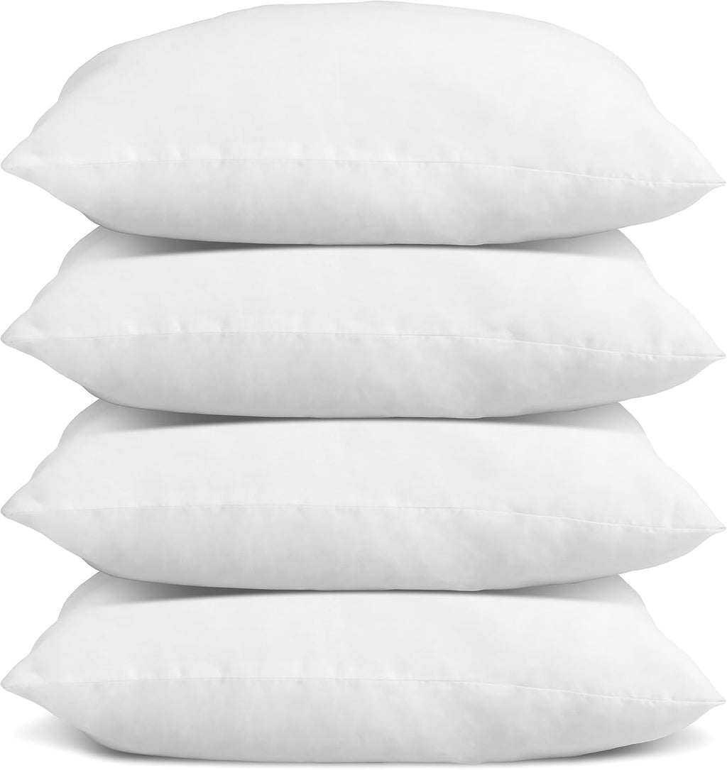 Foamily Throw Pillows Insert - (Pack of 4) Pillow 12" x 12" Inches for Bed and Couch - 100% Machine Washable Cotton Pillow - Indoor Decorative Throw Pillows for Couch & Bed