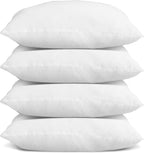 Foamily Throw Pillows Insert - (Pack of 4) Pillow 12" x 12" Inches for Bed and Couch - 100% Machine Washable Cotton Pillow - Indoor Decorative Throw Pillows for Couch & Bed