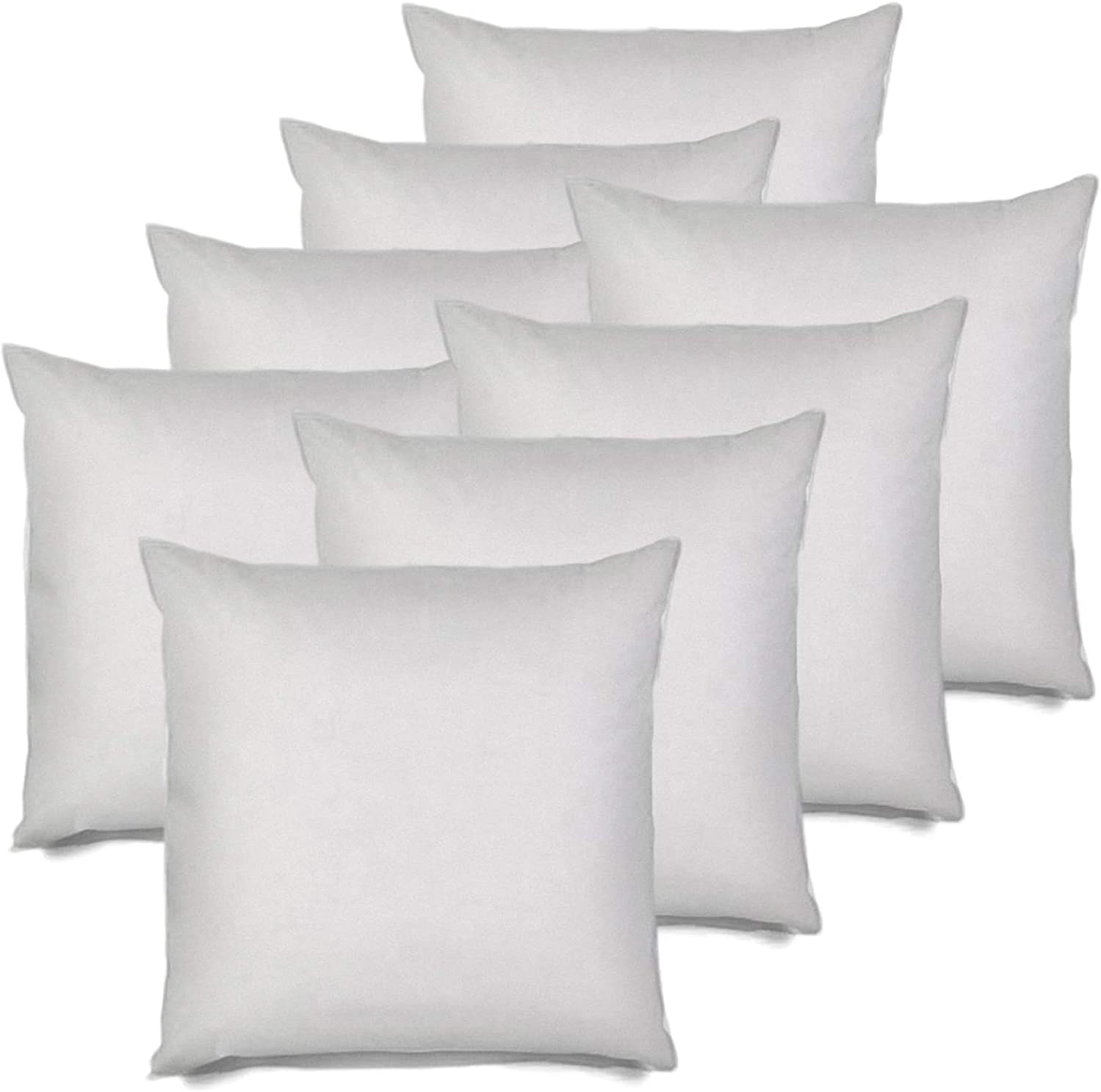 IZO All Supply 18 by 18 Inches, Pack of 8 Square Sham Stuffer Throw Pillow Insert, White