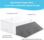 Hermell Zero Gravity Elevating Leg Rest Pillow, Post-Surgery, Leg Pain, Back Injury, Sciatica Pain Relief, Removable Cover - White