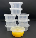 Becky Cameron™ Round 2oz Transparent Plastic Food Containers Lids Deli Pot or Sauce Take Away Chutney Ketchup Restaurant Jelly Shot & Dessert Cups Re-Usable (Pack of 50)
