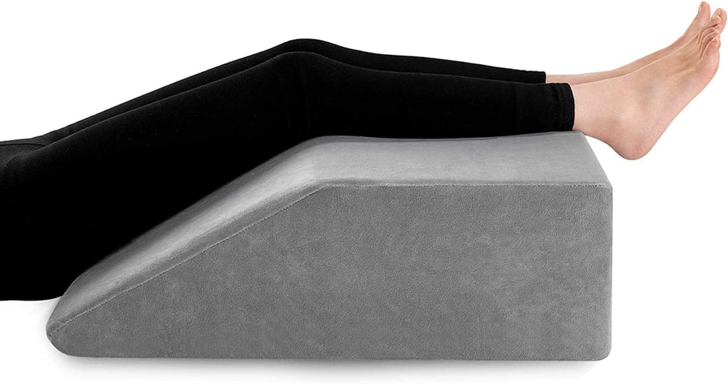 Hermell Zero Gravity Elevating Leg Rest Pillow, Post-Surgery, Leg Pain, Back Injury, Sciatica Pain Relief, Removable Cover - White