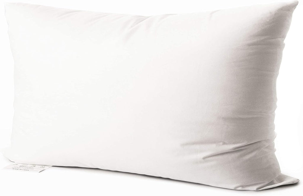 EDOW Luxury Throw Pillow Insert, Soft Fluffy Down Alternative Polyester Square Form Decorative Pillow Insert,Sham Stuffer,Cotton Cover for Sofa, Couch,Bed and Car. (White, 12x20)
