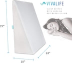 Bed Wedge Pillow Gel Memory Foam Top - Cooling Elevated Support Cushion for Lower Back Pain, Acid Reflux, Heartburn, Allergies, Snoring - Ultra Soft Breathable Cover (10 Inch Wedge)