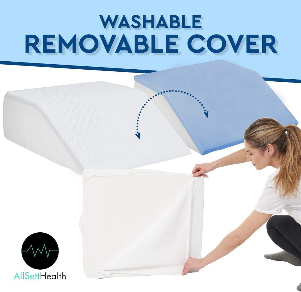 Leg Elevation Pillow - Cooling Gel Memory Foam Top, High-Density Leg Rest Elevating Foam Wedge- Relieves and Recovers Foot and Ankle Injury, Leg, Hip and Knee Pain, Improves Blood Circulation