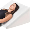Bed Wedge Pillow Cooling Memory Foam Top – 12" 24" 24" Elevated Support Cushion, Triangle Wedge Pillow for Sleeping, Lower Back Pain, Acid Reflux, Heartburn, Allergies, Snoring – Removable Cover