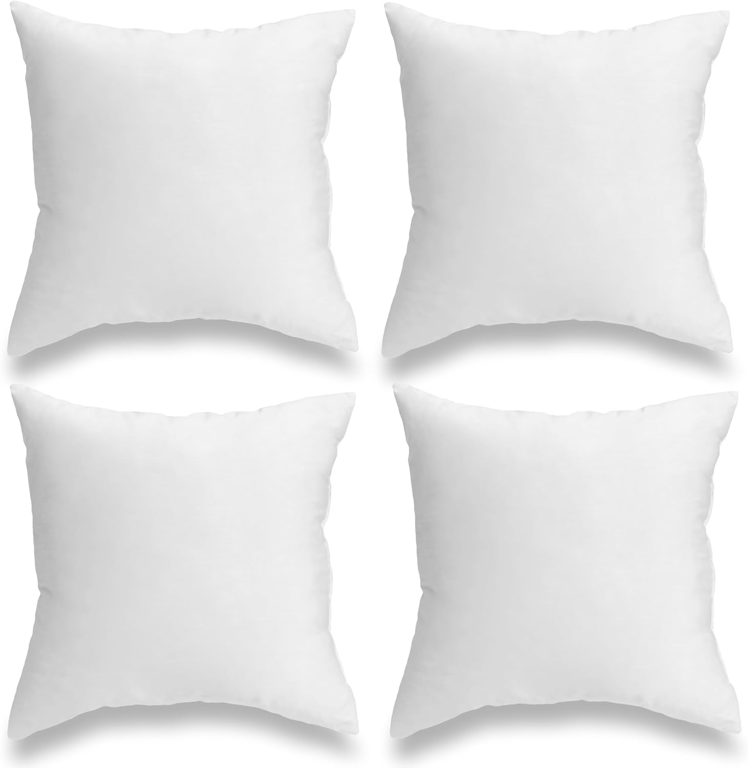Foamily Throw Pillows Insert - (Pack of 4) Pillow 12" x 12" Inches for Bed and Couch - 100% Machine Washable Cotton Pillow - Indoor Decorative Throw Pillows for Couch & Bed