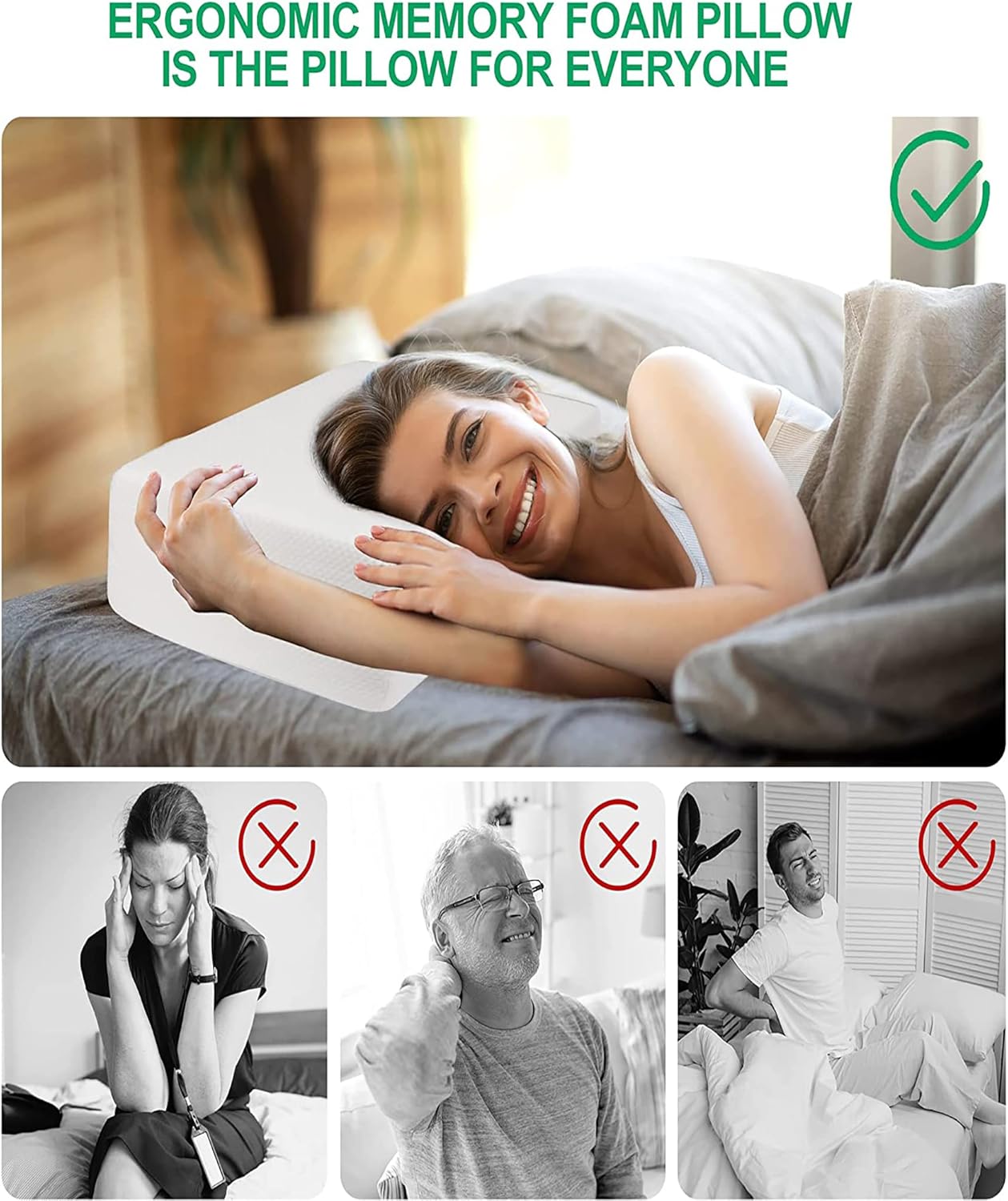 Pillow for Side Sleepers, Cube Memory Foam Pillow, Side Sleeper Pillow for Neck and shoulder pain,Square Pillow for Relief Sleeping(15"×12"×6")
