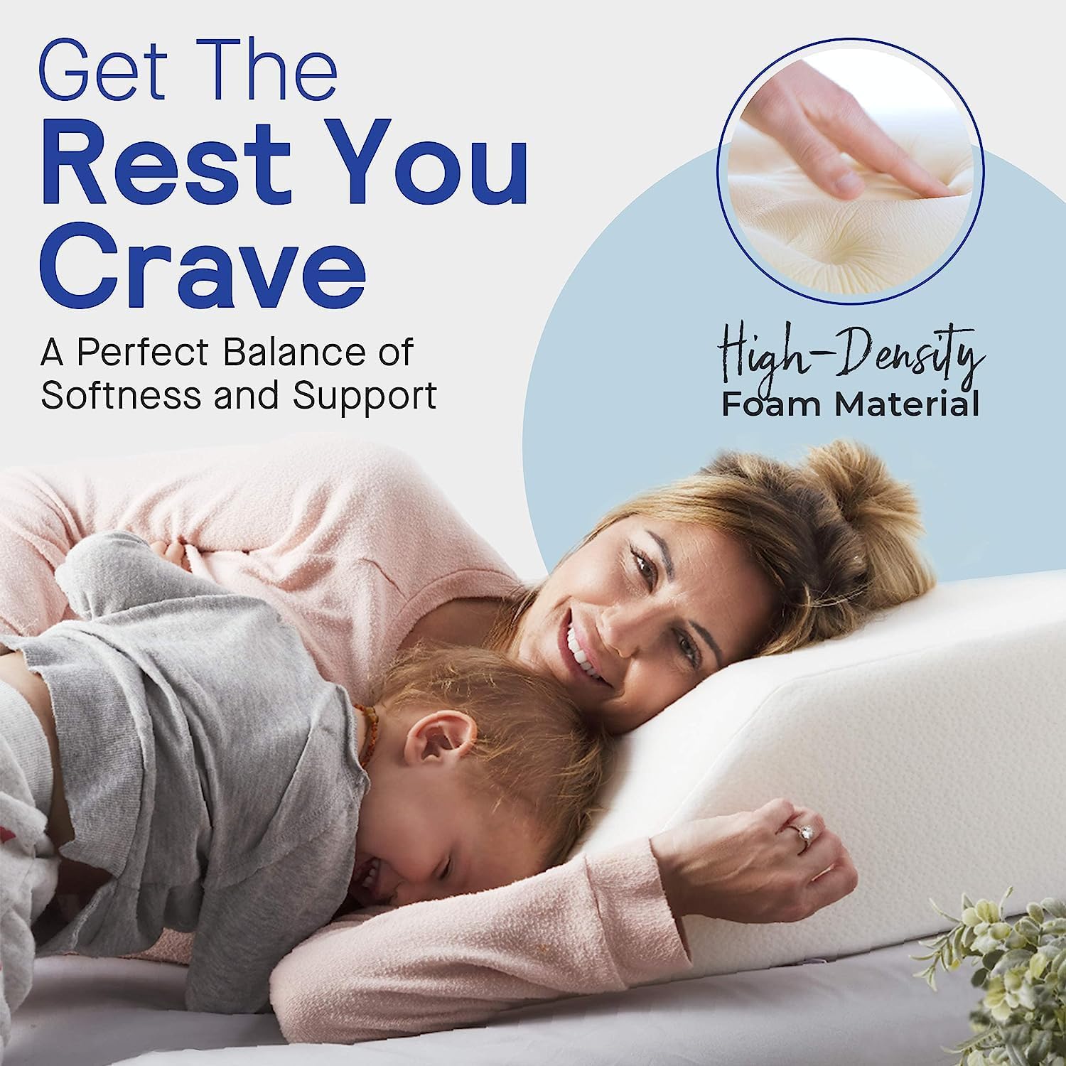 Becky Cemeron Leg Elevation Pillow for Sleeping - Supportive Bed Wedge Pillow for Circulation, Swelling, Foot & Knee Discomfort(24 x 16 x 8 inches)