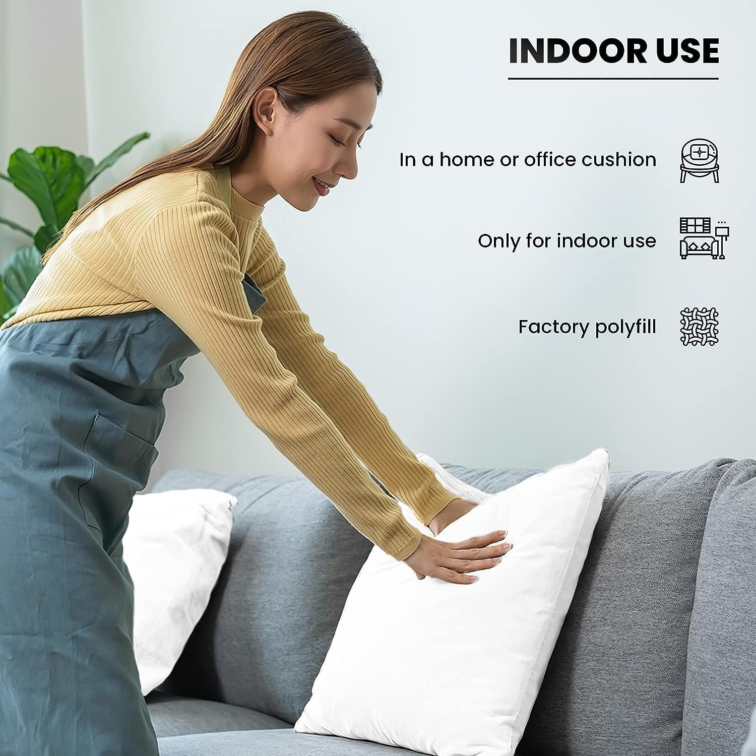 Foamily Throw Pillows Insert - (Pack of 4) Pillow 12" x 12" Inches for Bed and Couch - 100% Machine Washable Cotton Pillow - Indoor Decorative Throw Pillows for Couch & Bed